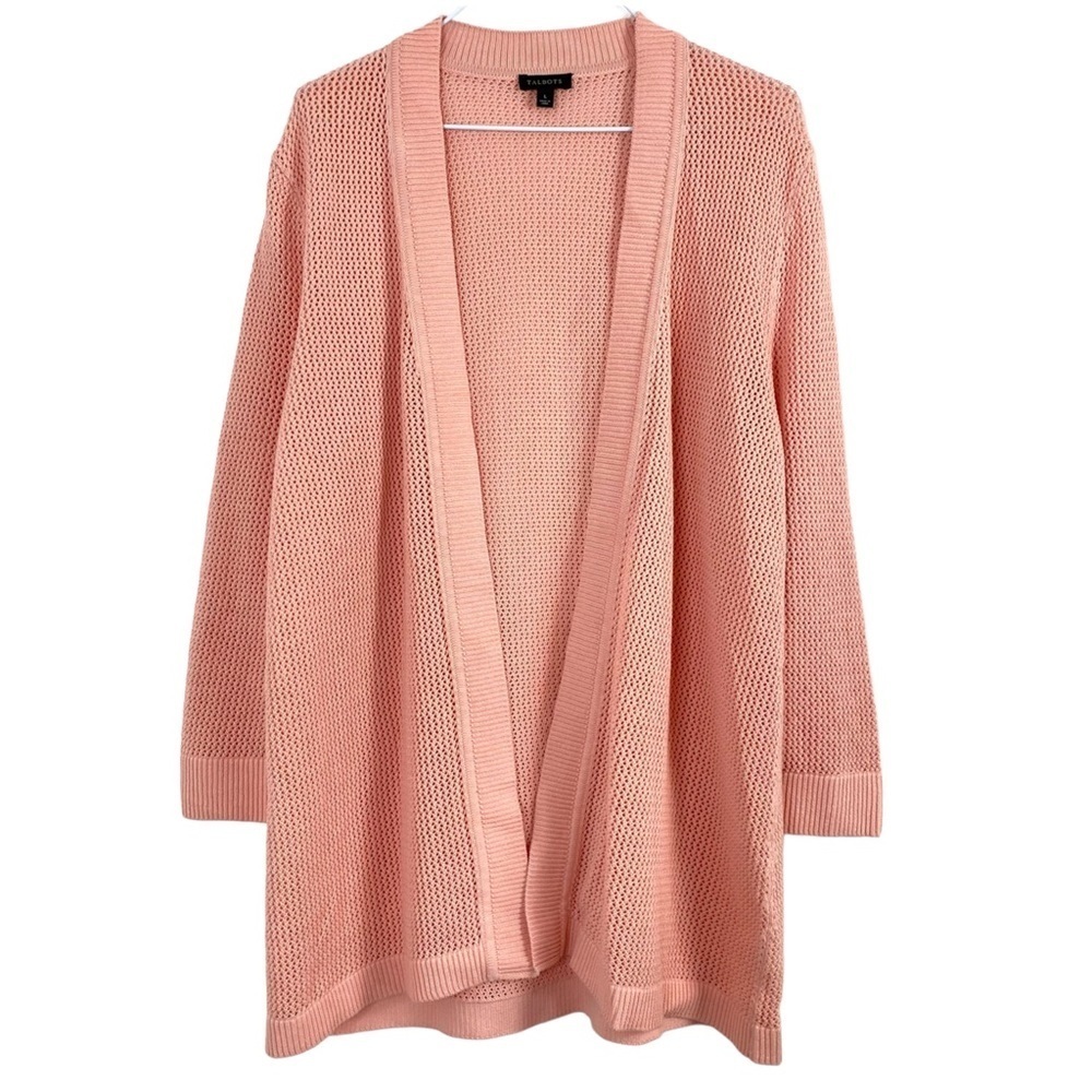 Talbots Mesh Open Front Cardigan In Pink - image 2